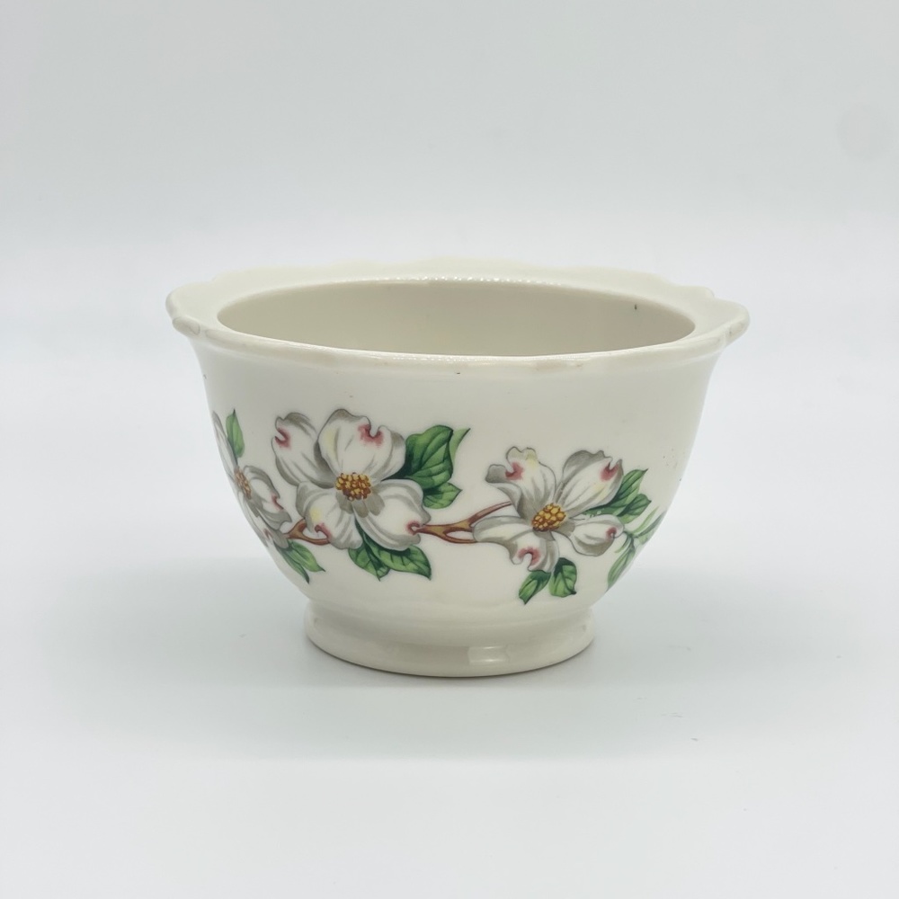 Vintage 1952 Syracuse China Dogwood Restaurant Ware Scalloped Sugar Bowl No Lid